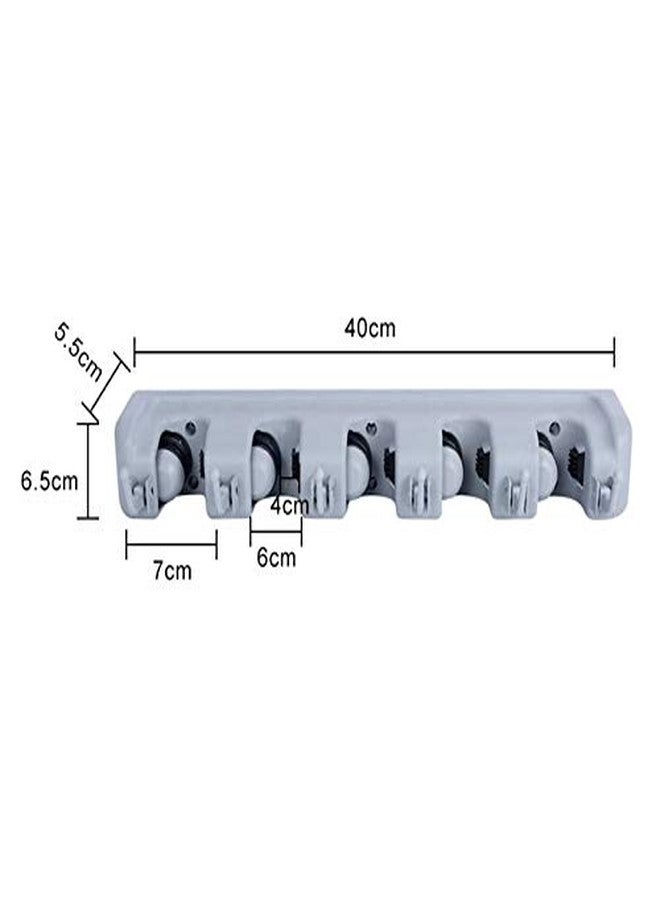 ORCOA Multiutility Mop and Broom Holder with 5 Slots - Grey Colour - Image 5